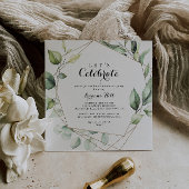 Geometrisch Elegant Goud Groen Laten we feest vier Kaart