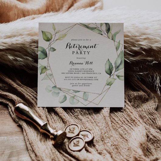 Geometrisch Elegant Goud Groen Pensioen Partij Kaart