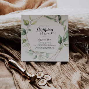 Geometrisch Elegant Goud Groen Verjaardagsfeest Kaart