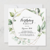 Geometrisch Elegant Goud Groen Verjaardagsfeest Kaart (Voorkant)