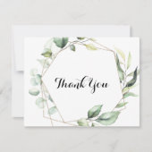 Geometrisch Elegant Goud Groen Vlak Huwelijk Bedankkaart (Voorkant)