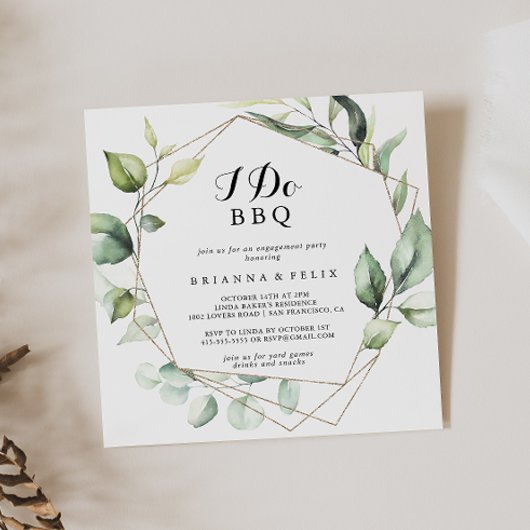 Geometrisch Elegant Goud I Do BBQ Engagement Party Kaart