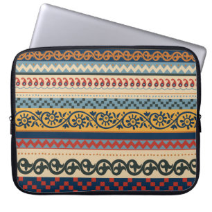 Geometrisch etnisch: naadloze ornamenten achtergro laptop sleeve