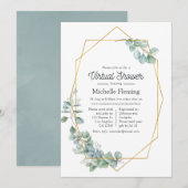 Geometrisch eucalyptus virtueel Baby shower Kaart (Voorkant / Achterkant)