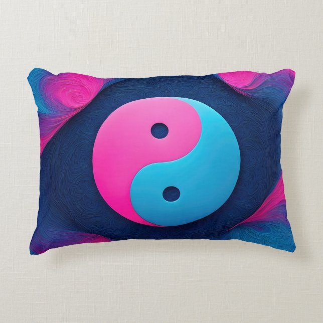 Geometrisch evenwicht: Levendig Yin Yang-patroon Accent Kussen (Voorkant)