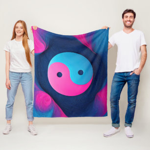 Geometrisch evenwicht: Levendig Yin Yang-patroon Fleece Deken