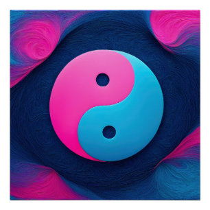 Geometrisch evenwicht: Levendig Yin Yang-patroon Perfect Poster