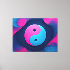 Geometrisch evenwicht: Neon Yin Yang-patroon Canvas Afdruk