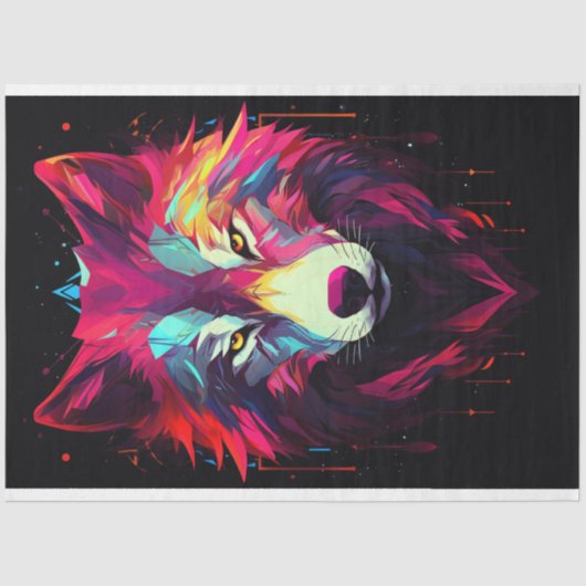 Geometrisch facet wolf ontkoppelingspapier tissuepapier (Voorkant)