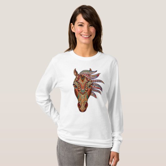 Geometrisch fractaal paardenvarken met paardengees t-shirt (Voorkant volledig)