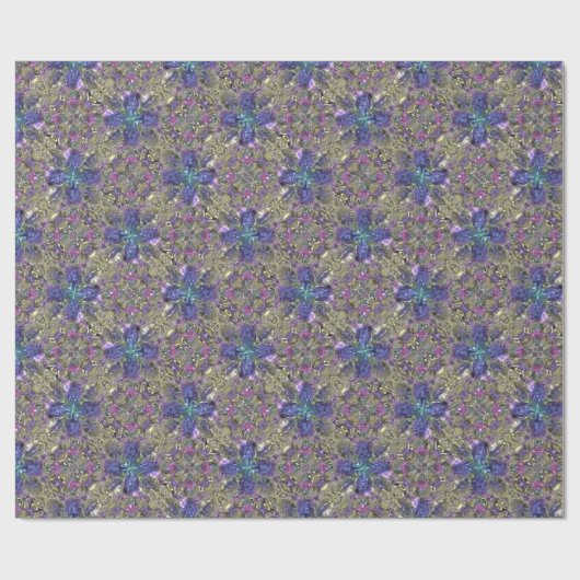 Geometrisch Fractal Pattern Paars Pink Gold Elegan Cadeaupapier (Vlak)