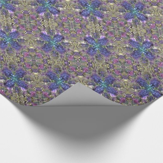 Geometrisch Fractal Pattern Paars Pink Gold Elegan Cadeaupapier (Hoek)