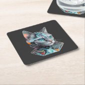 Geometrisch futuristisch kattenontwerp kartonnen onderzetters (Schuin)