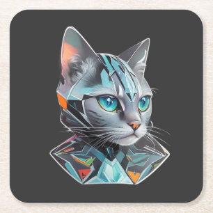 Geometrisch futuristisch kattenontwerp kartonnen onderzetters