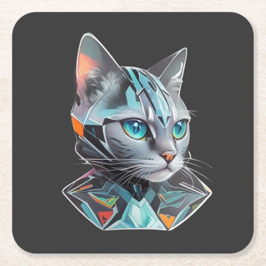 Geometrisch futuristisch kattenontwerp kartonnen onderzetters (Voorkant)