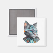 Geometrisch futuristisch kattenontwerp magneet (Voorkant / Achterkant)