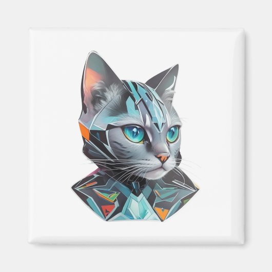 Geometrisch futuristisch kattenontwerp magneet (Voorkant)