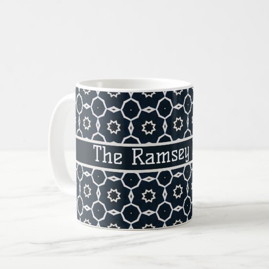 Geometrisch gedrukt gepersonaliseerd koffiemok (Voorkant links)