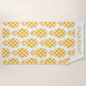 Geometrisch geel anananassepatroon, gepersonalisee strandlaken (Voorkant)