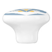 Geometrisch geel en blauwgroen etherische bloem keramische knop (Zijkant)