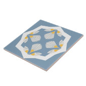 Geometrisch geel en blauwgroen etherische bloem tegeltje (Zijkant)