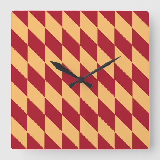 Geometrisch geel en rood vierkante klok (Voorkant)