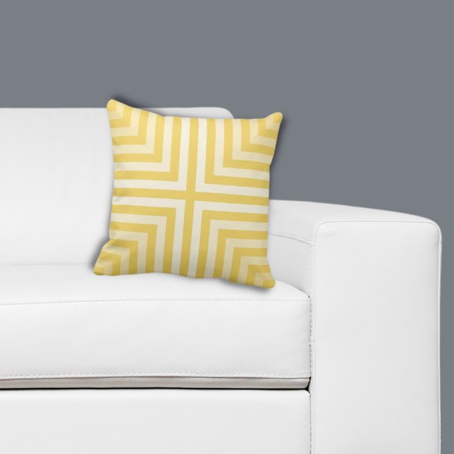Geometrisch geel genest doospatroon kussen (Geometric Yellow Nested Box Pattern Throw Pillow)