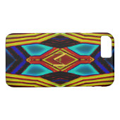 Geometrisch geel turquoise blauw rood monogram Case-Mate iPhone case (Achterkant (Horizontaal))