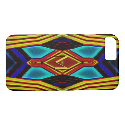 Geometrisch geel turquoise blauw rood monogram Case-Mate iPhone case (Achterkant (Horizontaal))