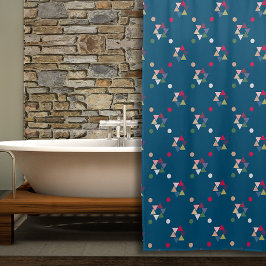Geometrisch gekleurd patroon blauw Shower Curtain Douchegordijn