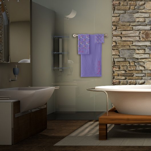 Geometrisch gekleurde lavendel bad handdoek