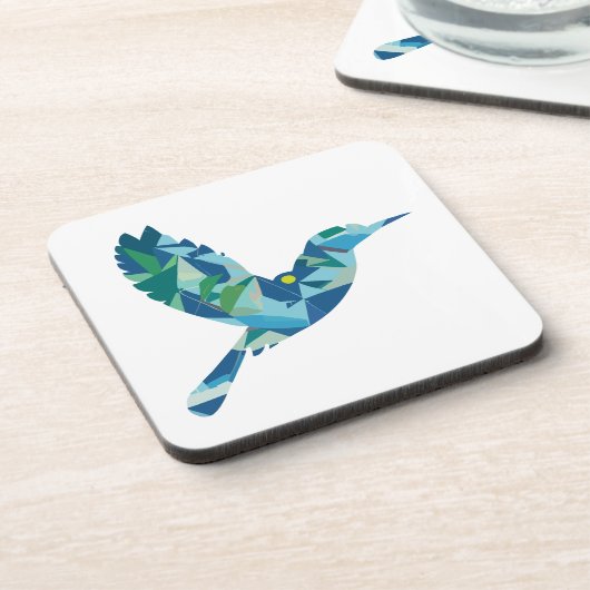 Geometrisch gekleurde vogel bier onderzetter (Linkerzijde)