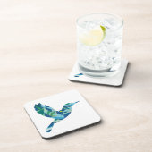 Geometrisch gekleurde vogel bier onderzetter (Rechterzijde)