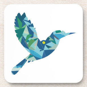Geometrisch gekleurde vogel bier onderzetter