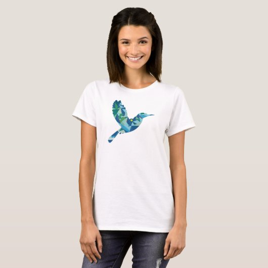 Geometrisch gekleurde vogel t-shirt (Voorkant volledig)