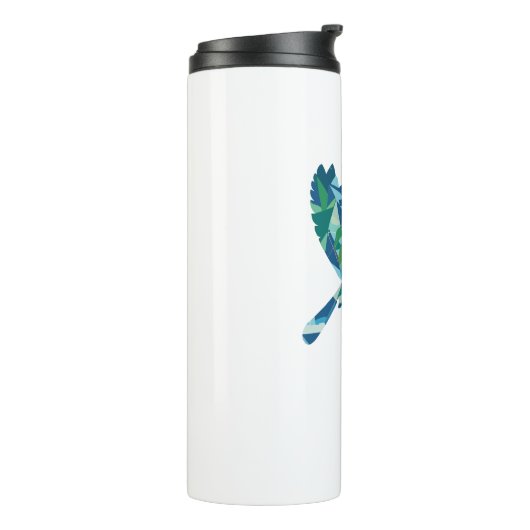 Geometrisch gekleurde vogel thermosbeker (Gedraaid links)