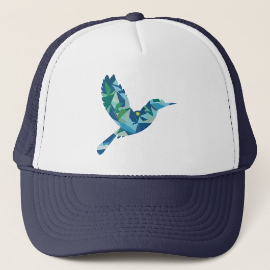 Geometrisch gekleurde vogel trucker pet (Voorkant)
