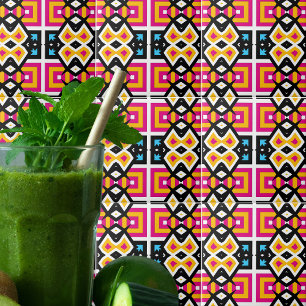 Geometrisch gele roze trilling van de mozaïek tegeltje