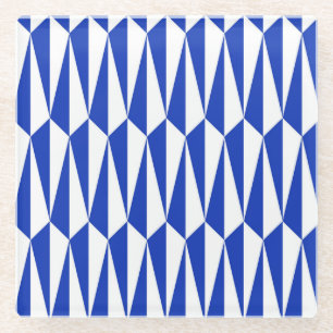 Geometrisch gemiddelde, kobalt blauw en wit glazen onderzetter