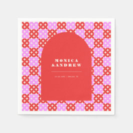 Geometrisch gemiddelde moderne Retro Rood- en Roze Servet