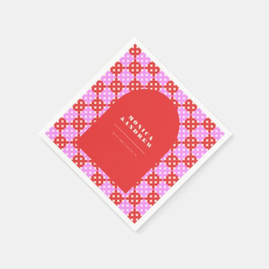 Geometrisch gemiddelde moderne Retro Rood- en Roze Servet (Hoek)