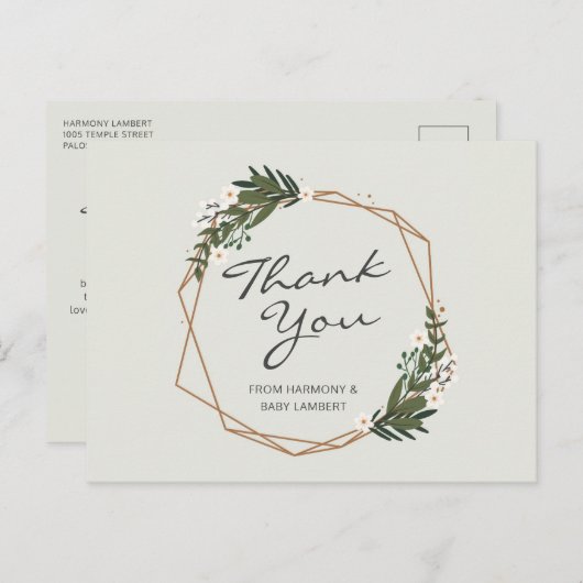 Geometrisch Genderneutraal Baby shower Bedankt Briefkaart (Voorkant / Achterkant)