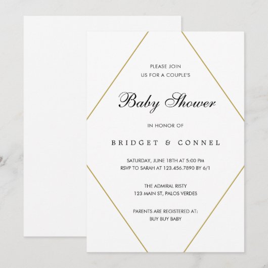 Geometrisch geneutraliseerd Baby shower Kaart (Voorkant / Achterkant)