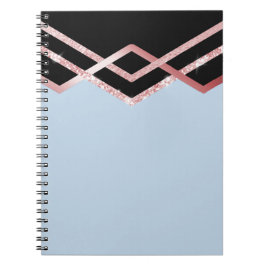 Geometrisch georganiseerde ROSEGOLD Glitter Black  Notitieboek