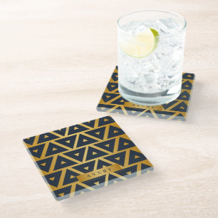 Geometrisch gepersonaliseerd luxe patroon glazen onderzetter