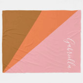 Geometrisch gepersonaliseerd roze en Oranje kleure Fleece Deken (Voorkant (Horizontaal))