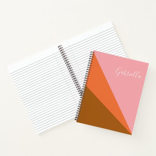 Geometrisch gepersonaliseerd roze en Oranje kleure Notitieboek (Binnen)