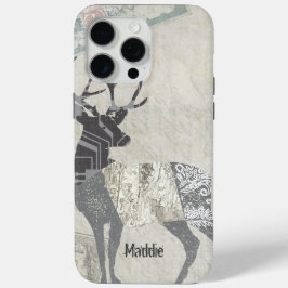 Geometrisch gepersonaliseerd Rustic Deer Abstract iPhone 15 Pro Max Hoesje