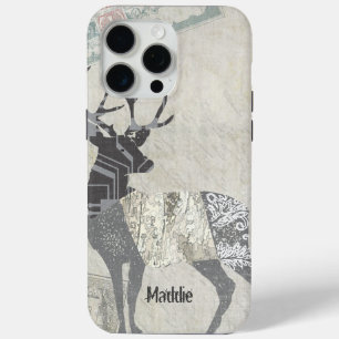 Geometrisch gepersonaliseerd Rustic Deer Abstract iPhone 15 Pro Max Hoesje