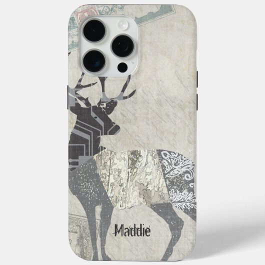 Geometrisch gepersonaliseerd Rustic Deer Abstract Case-Mate iPhone Case (Achterkant)